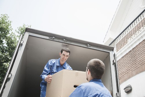 Packed office equipment ready for a Highgate business move